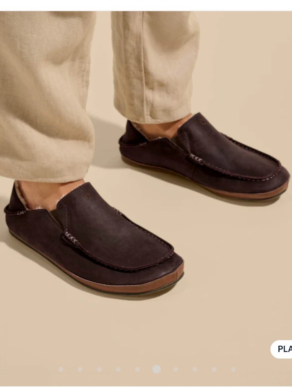 Olukai Moloa Men's Brown Leather Slipper, 11 - Picture 2 of 9